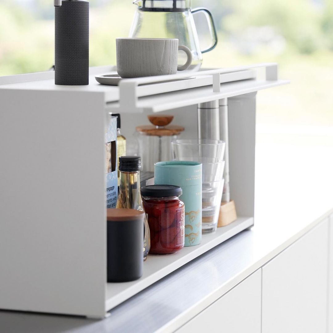 tower】 前が開くキッチンカウンター上収納ラック D24｜キッチン