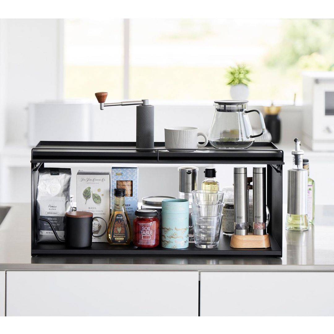 tower】 前が開くキッチンカウンター上収納ラック D24｜キッチン用品