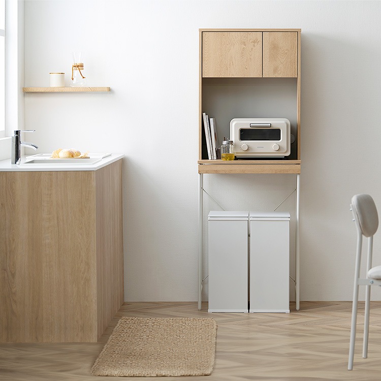 ゴミ箱上ラック スライド棚付 LGUR-595S ナチュラル／グレー｜SIMPLE