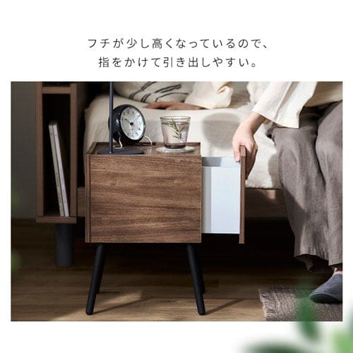 アイアンウッドサイドテーブル IWST-300R ウォールナット/ブラック