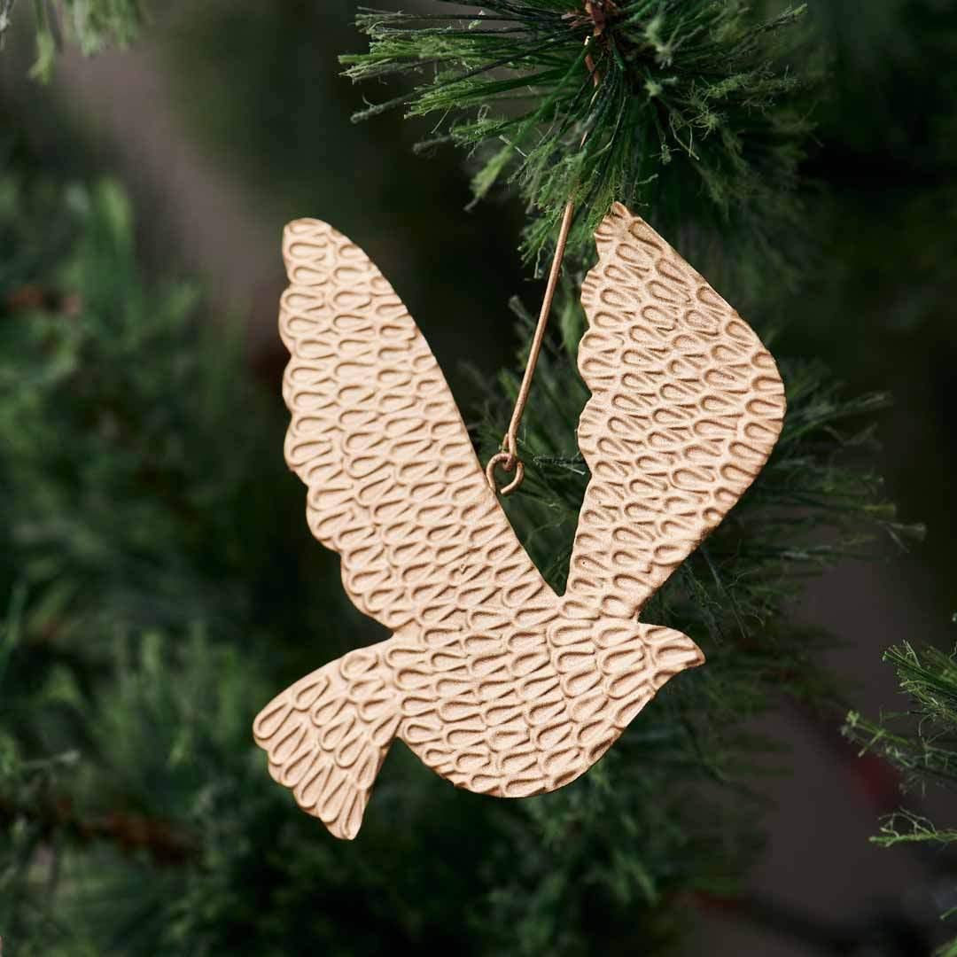 Horn Please MADE】 ブリキ オーナメント エンボス ブレス バード 2個