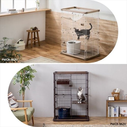 アイリスオーヤマ】ウッディキャットケージ2段 PWCR-962V｜アイリス