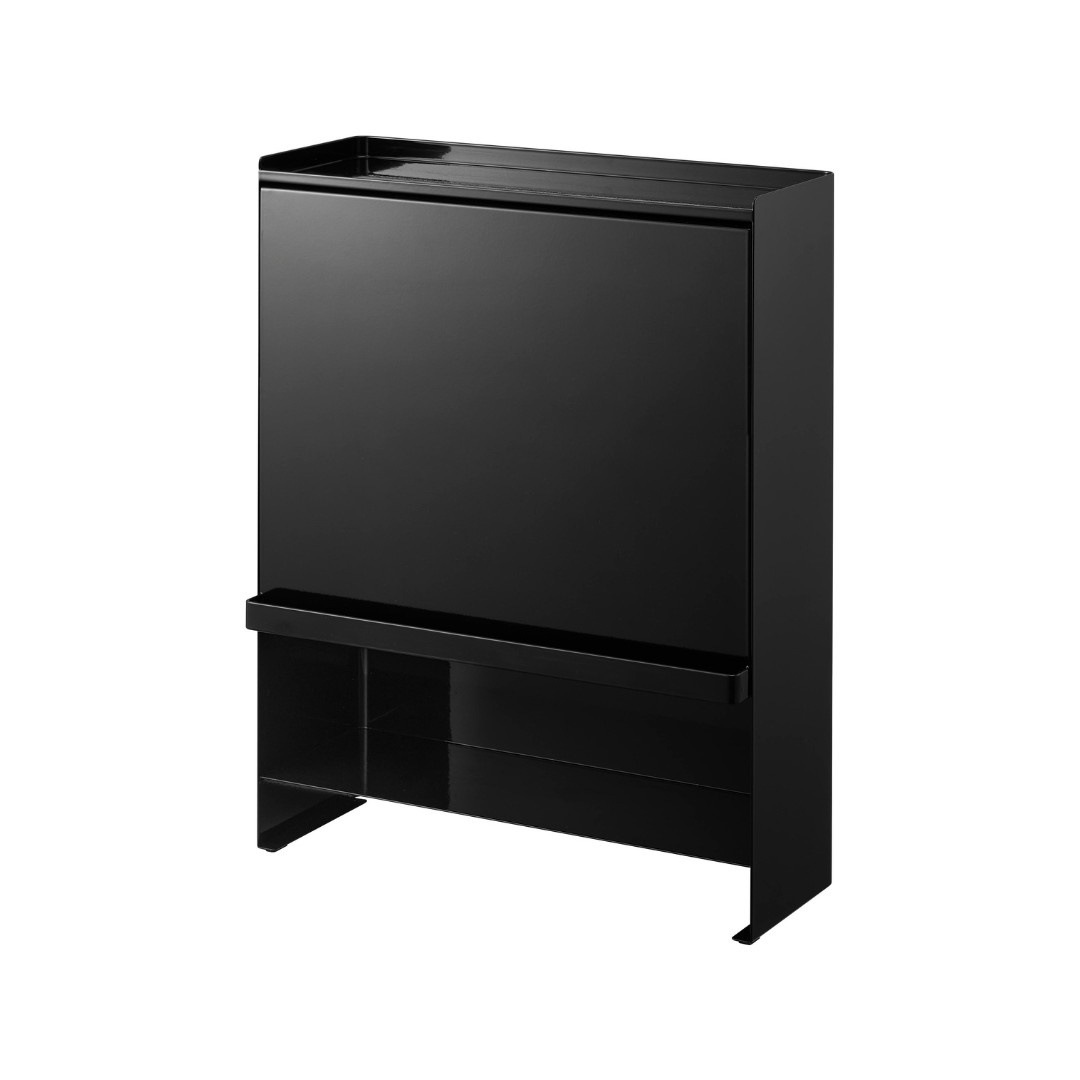 ブラック 隠せる調味料ラック 2段 幅14.4cm キッチン 収納棚