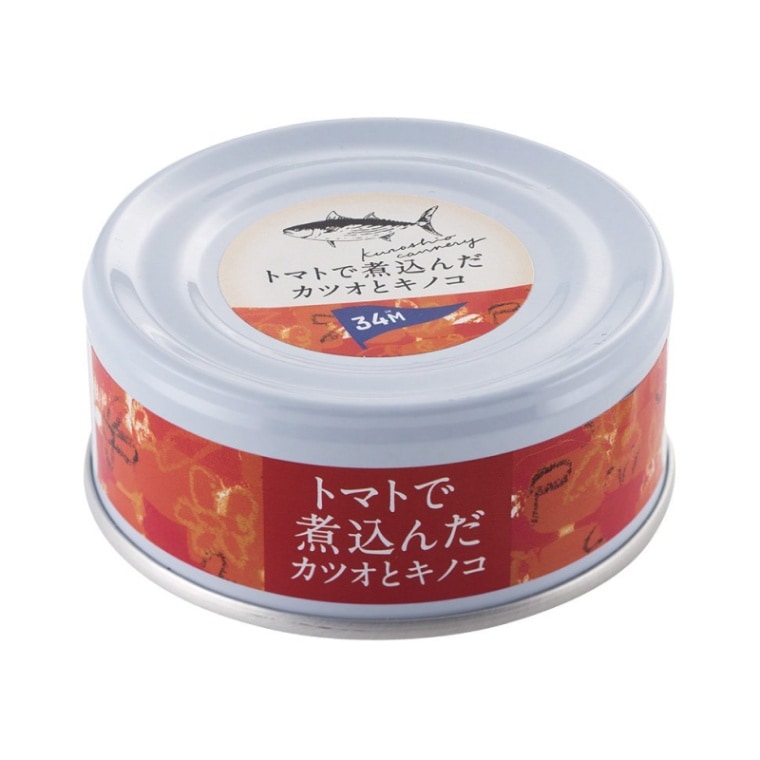 トマトで煮込んだカツオとキノコ