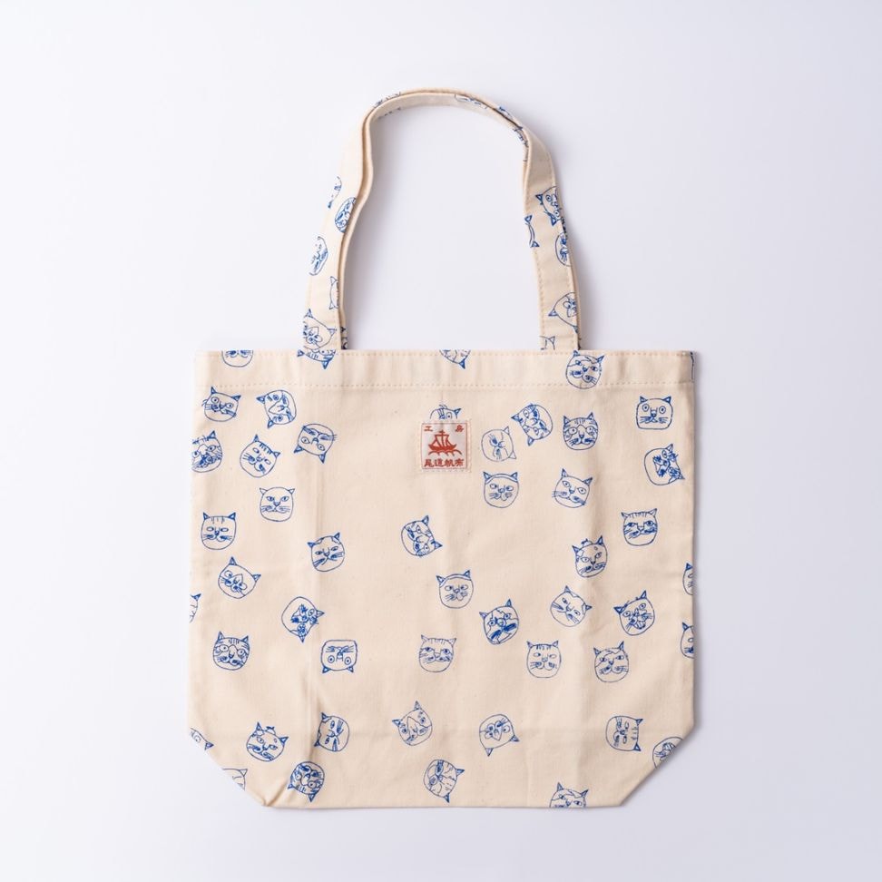 尾道帆布ねこねこトート（青）