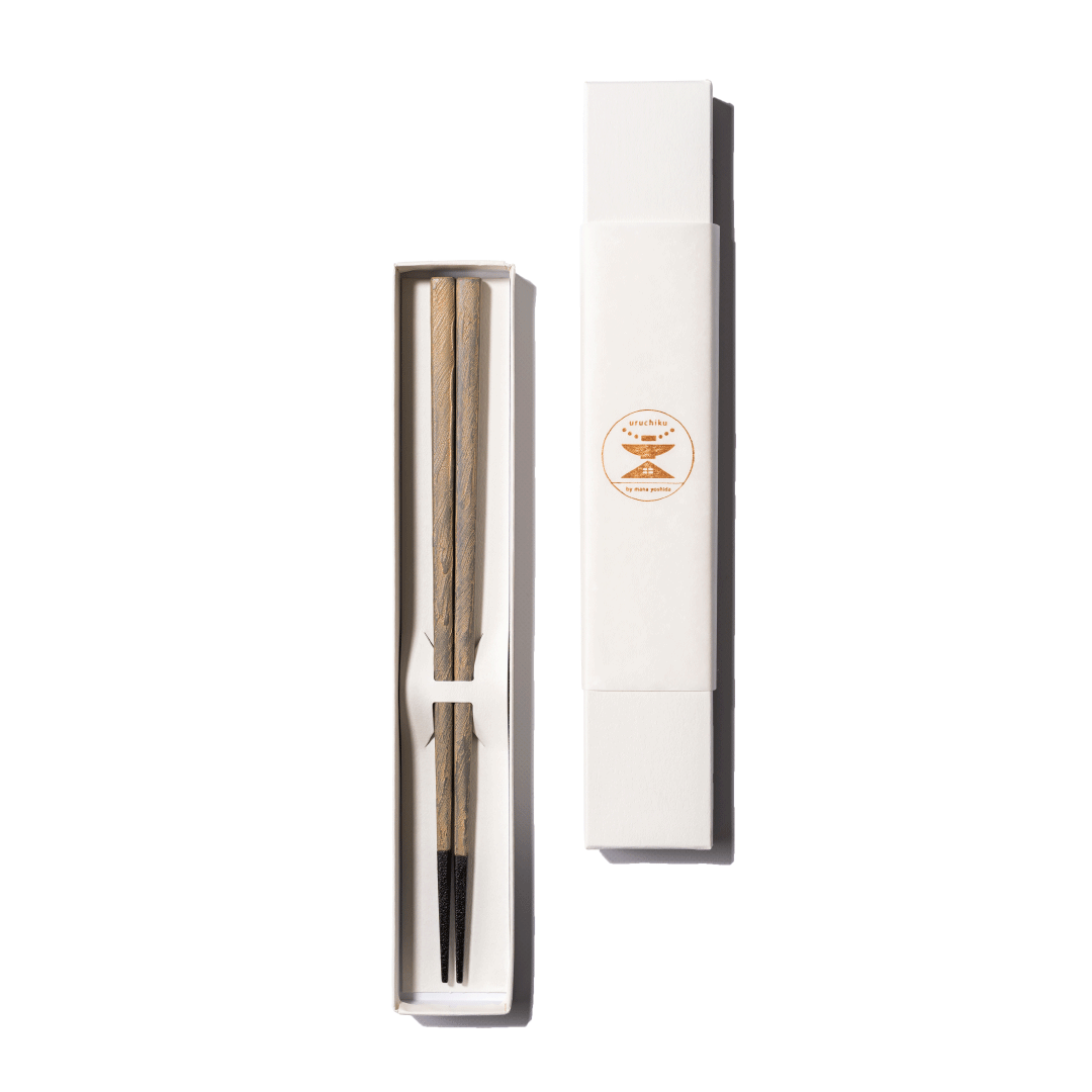 鉄錆塗りのお箸（利休白茶）