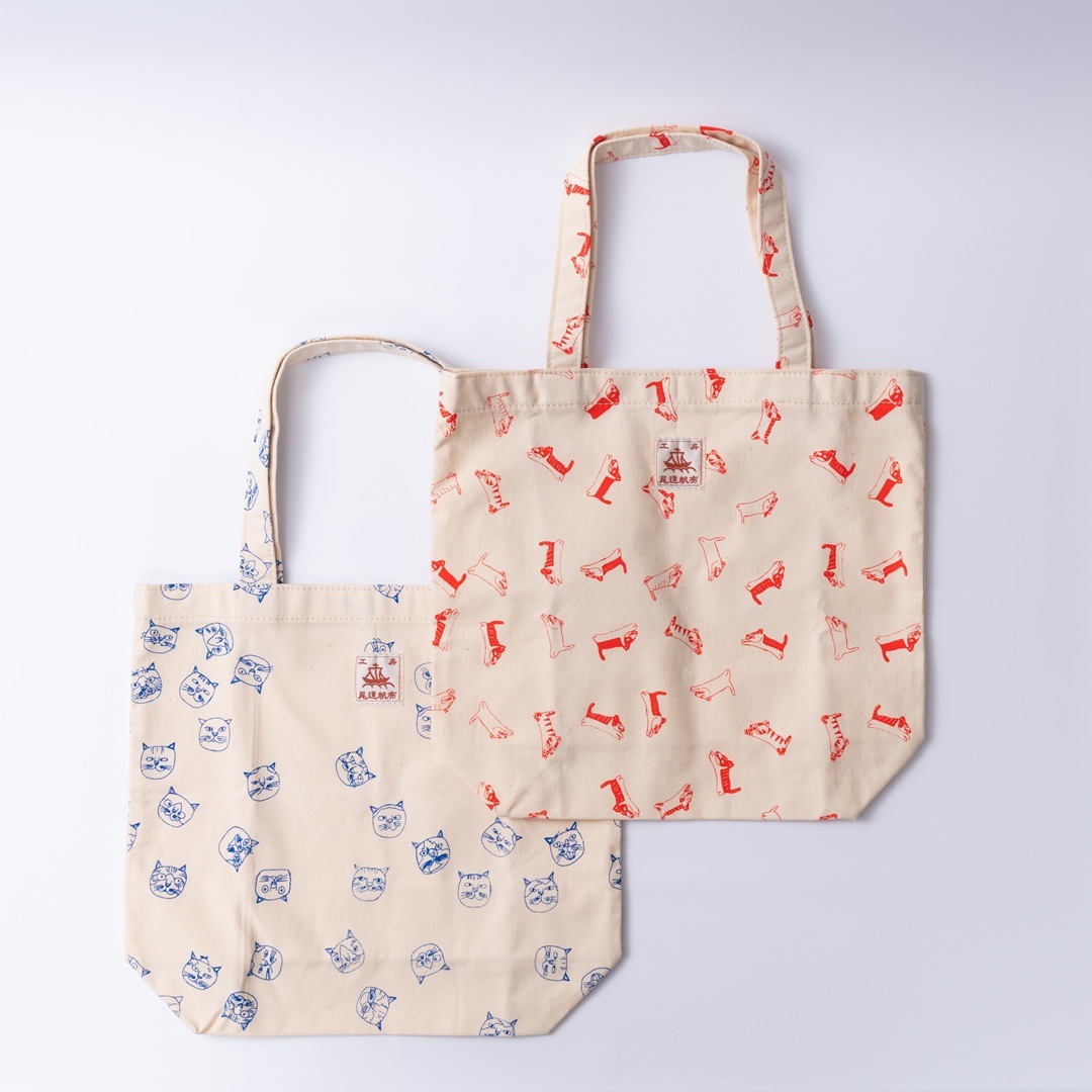 尾道帆布ねこねこトート（青）