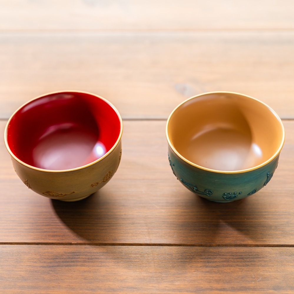 漆お椀11cm　茶系（内側・赤系）