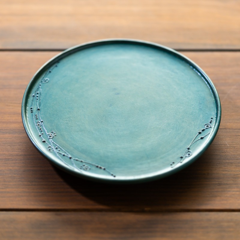 漆お皿15cm　緑