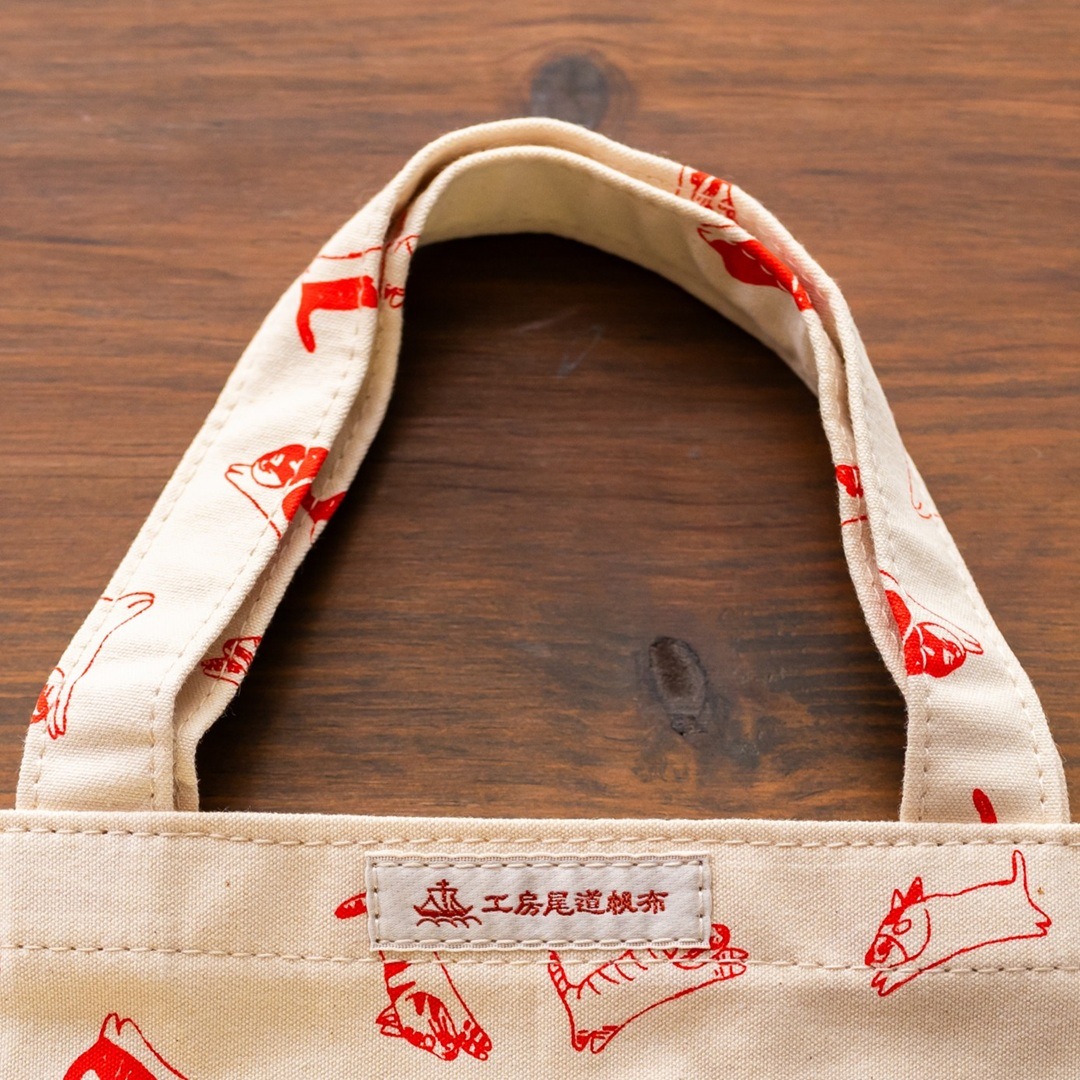 尾道帆布いぬねこミニトート（赤）