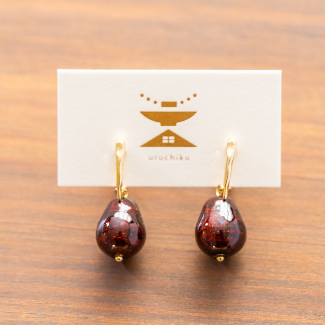 雫／漆イヤリング