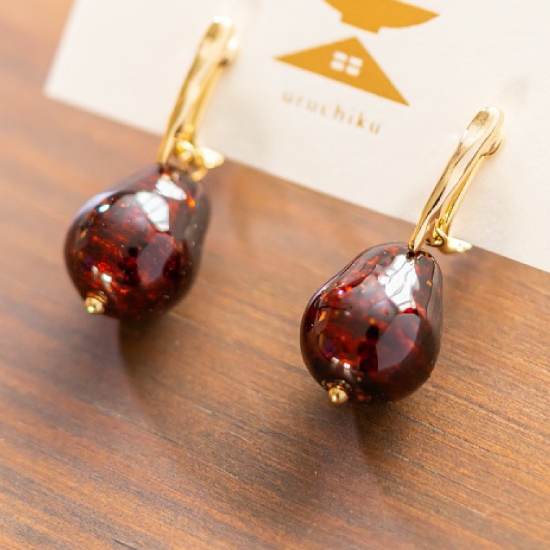 雫／漆イヤリング