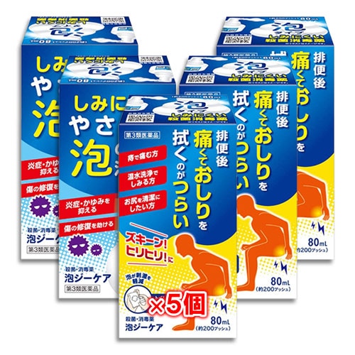 訳あり【第3類医薬品】泡ジーケア(消毒薬)80mL×5個セット【ムネ製薬】【訳あり商品 メーカー終売】しみにくいやさしい泡の殺菌消毒薬