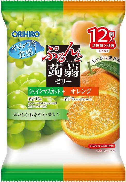 オリヒロP ぷるんと蒟蒻ゼリーパウチ シャインマスカット＋オレンジ 12個×12袋