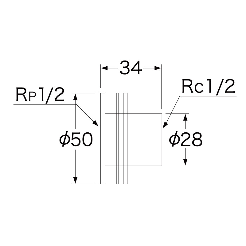 Z708】ユニット取出し金具13(入側Rc1/2)×(出側Rp1/2)｜【公式