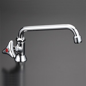 K16NDVLFR30】立形自在水栓 左ハンドル・泡沫付 300mm