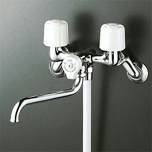 KF100N2R24】一時止水付2ハンドルシャワー 240mmパイプ付