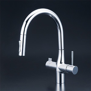 KVK シャワー混合栓 温度調整機能付き KM6081ECHS】撥水ビルトイン浄水器用シングルシャワー付混合栓｜【公式