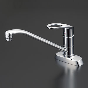 KVK 5081台付シングル13(逆止) シングル混合栓 200mmパイプ付：KM5081R20｜