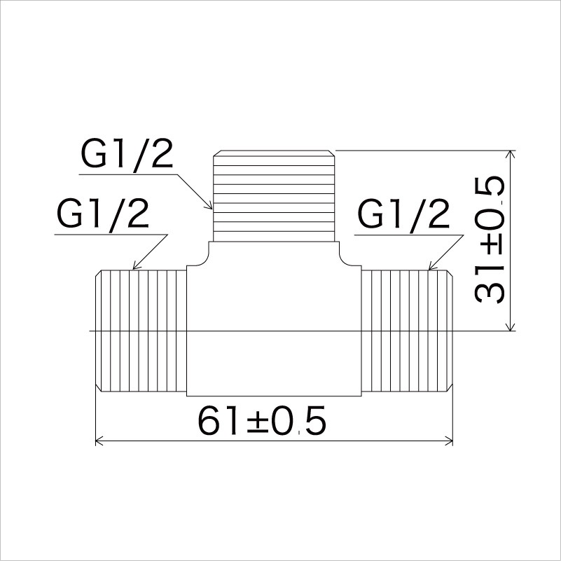 Z740】青銅製めっき付オスネジチーズ(G1/2×3箇所)｜【公式】メーカー