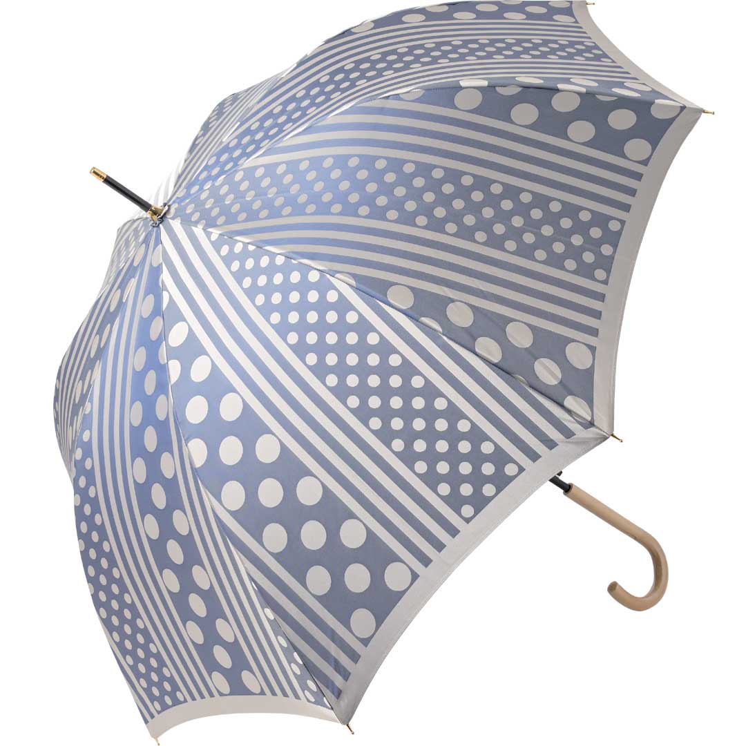槇田商店の長傘 ｋｉｒｉｅ ドットストライプ アッシュブルー