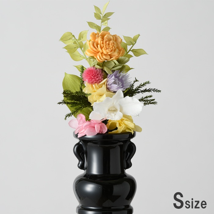 お供え用プリザーブドフラワー蘭 花器つき