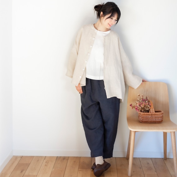 リネンや　ライトジャケット　ネイビー
