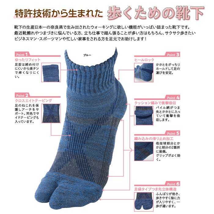 【西垣靴下】歩きING バリエクロス