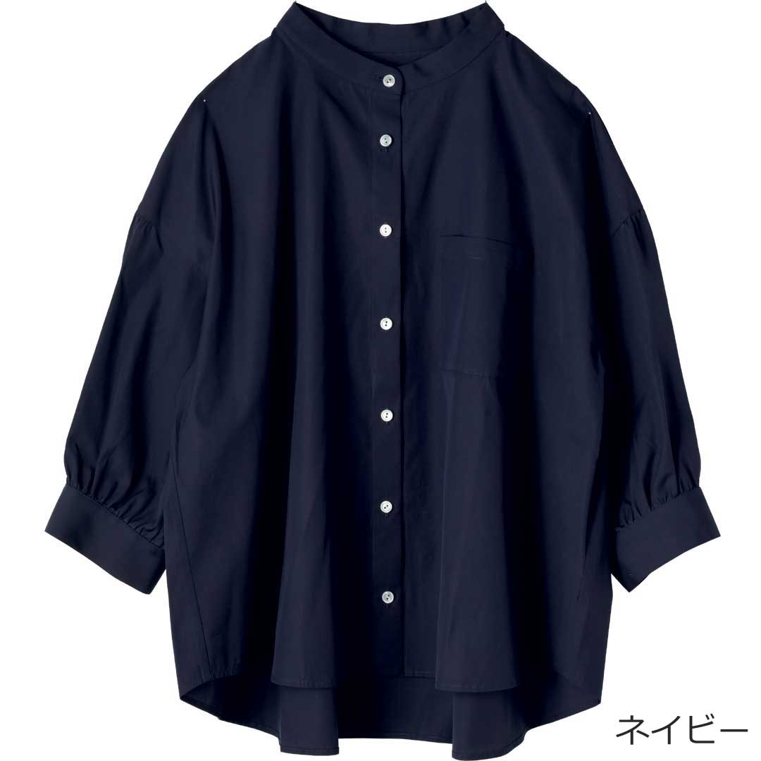 8分袖ブラウス/リネンや