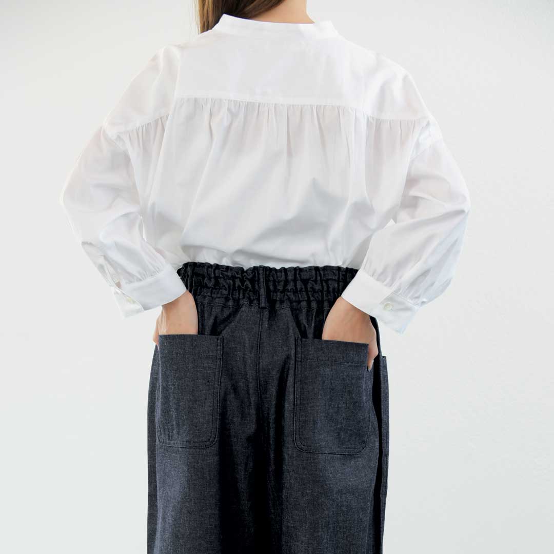 タックギャザーパンツ/リネンや