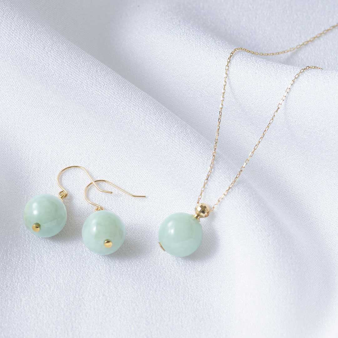 国産ジュエリー　Ｋ１０ＹＧ　天然石ピアス ／ ＯＫＫＯ