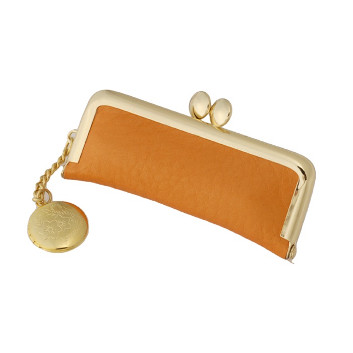 革職人の印章ケース　朱肉付き　がま口