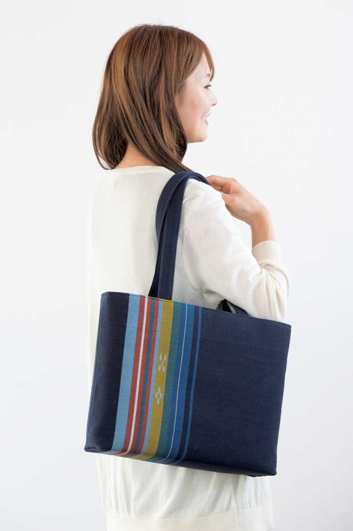 みんさー織　デイリートート　サブトロ　紺