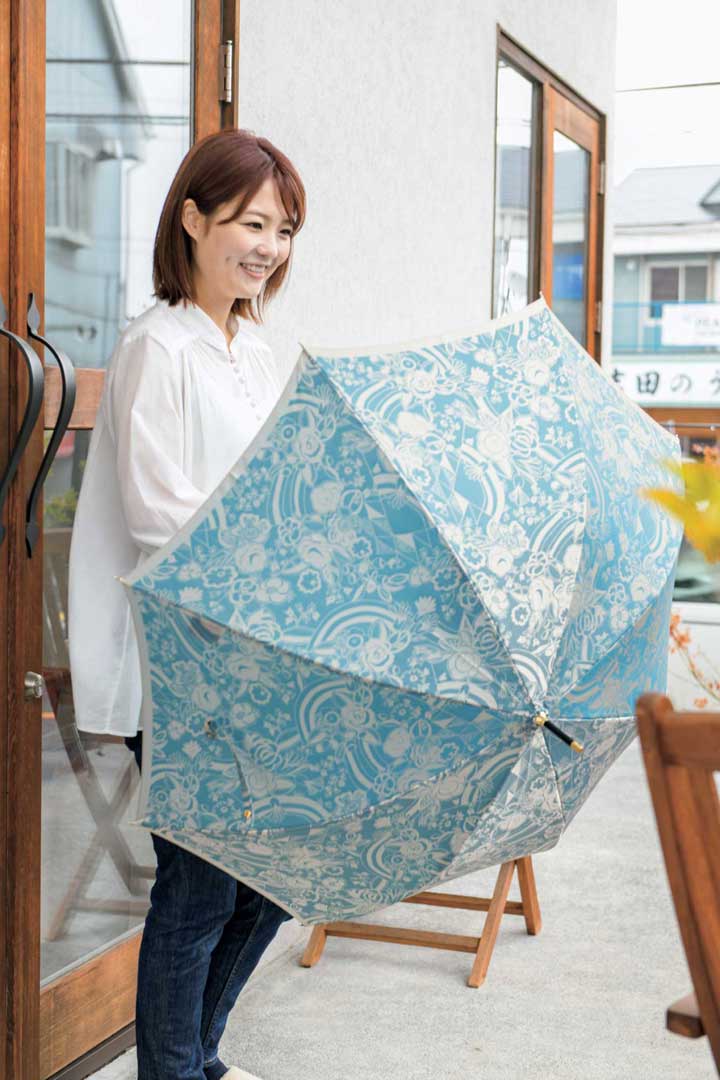 槇田商店の長傘 kirie 更紗 レイクブルー