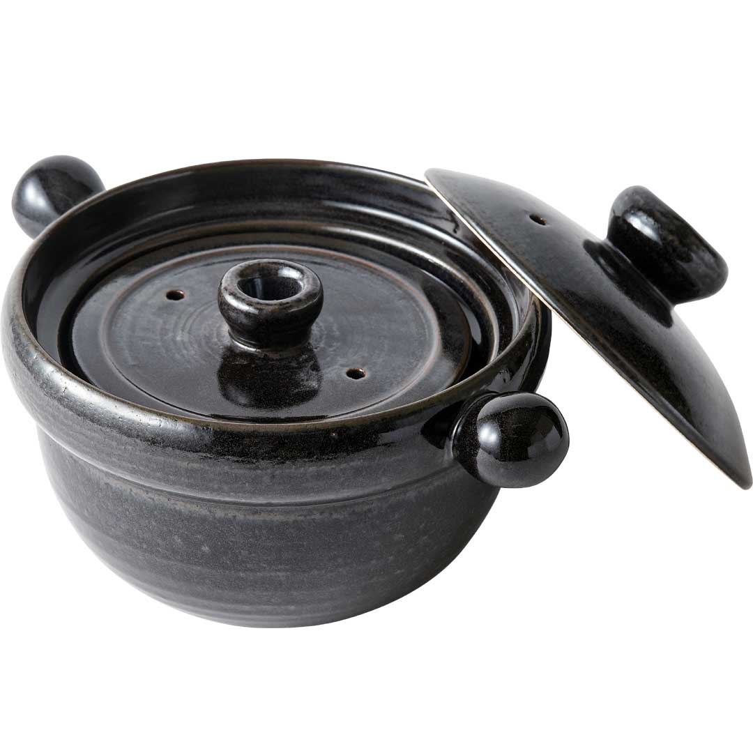 萬古焼　丸ごはん土鍋／弥生陶園