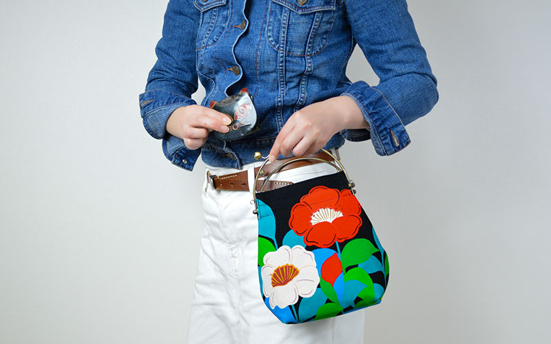 2wayがま口バッグ ベンリーがま口「べにつばき」