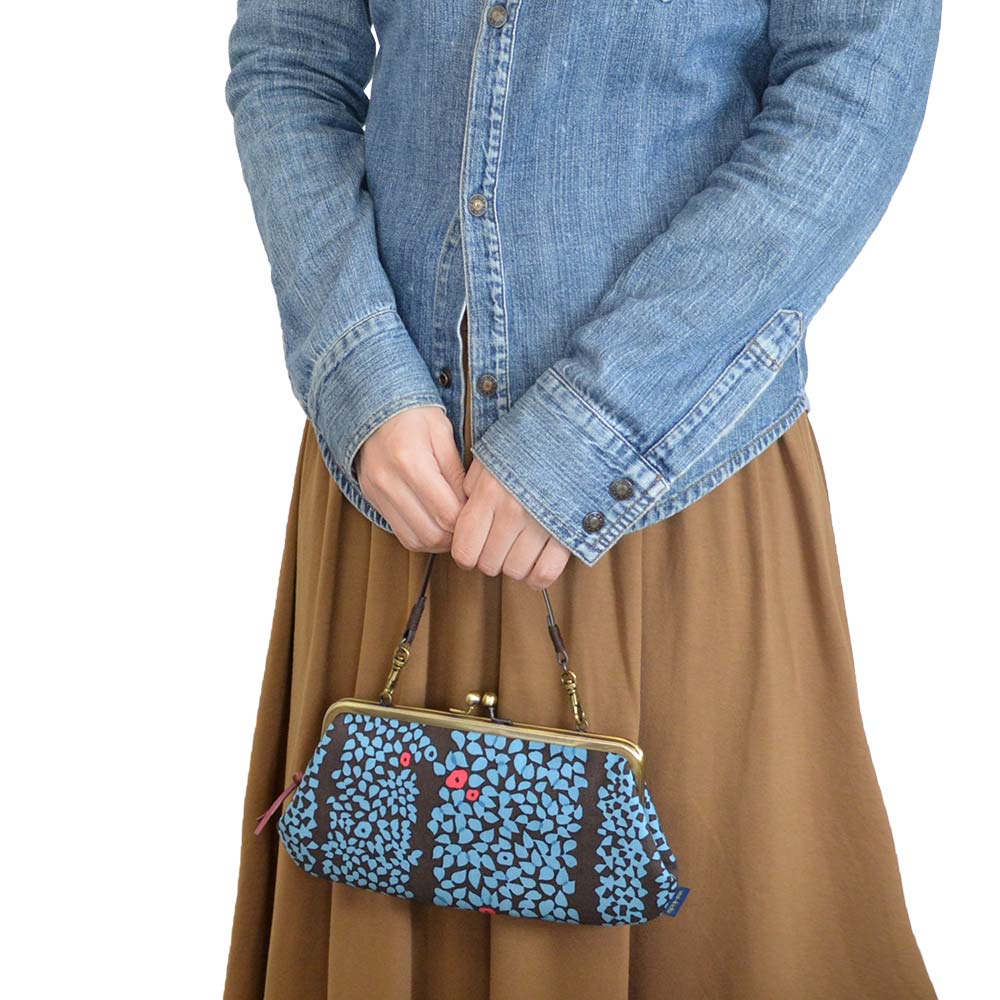 手捺染 親子長財布 ボーダーリーフ・セール品につきラッピング・手提げ不可