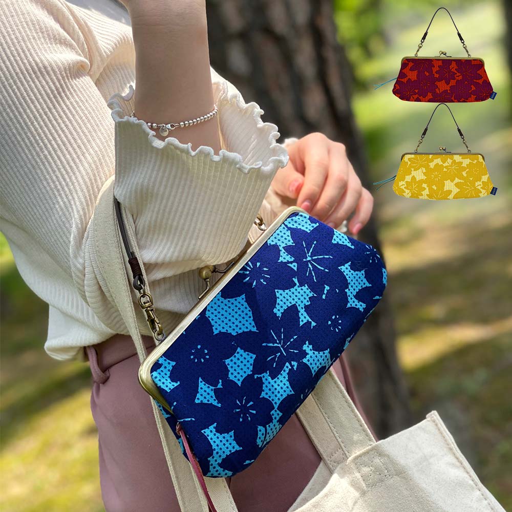 手捺染 親子長財布 さくらもみじ・セール品につきラッピング・手提げ不可