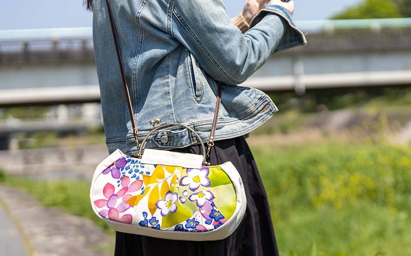 ギャザーベンリーがま口「かぜこばな」2wayがま口バッグ