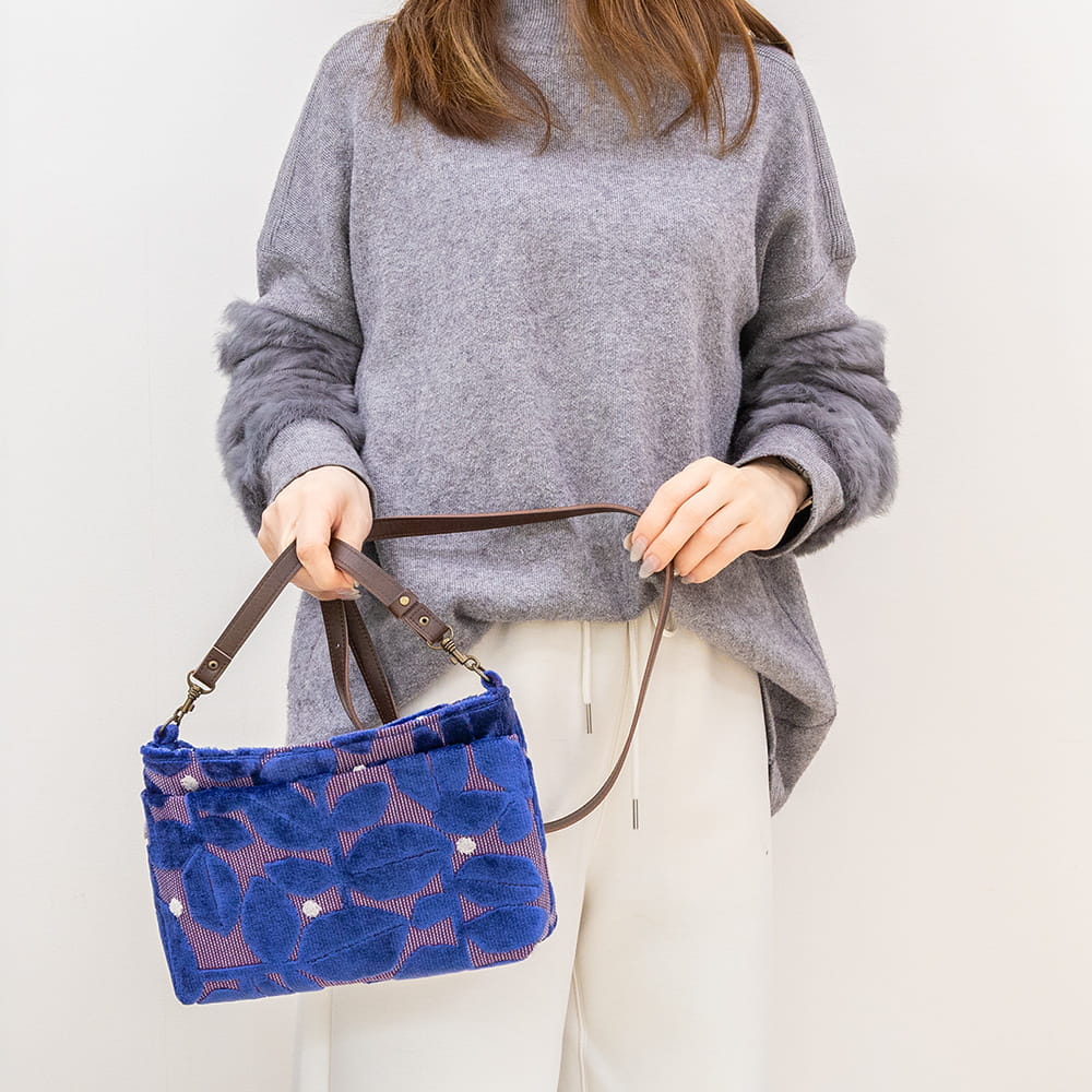 亥之吉 ファスナーポシェット「モケットはっぱドット」　