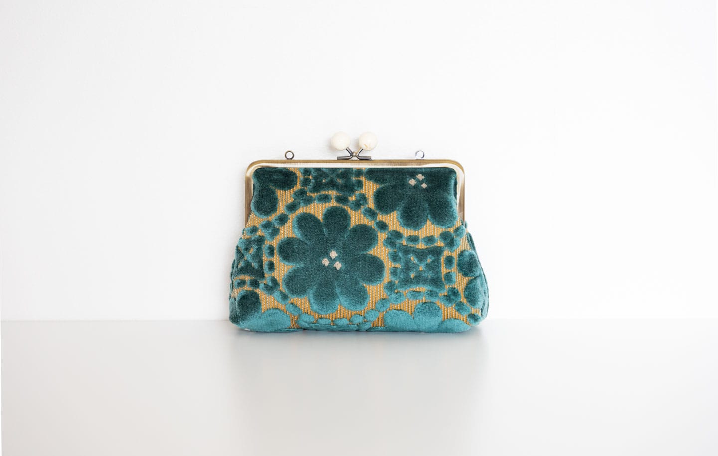 FUDGEコラボ 6寸ポシェットがま口 「モケットはなのわ」