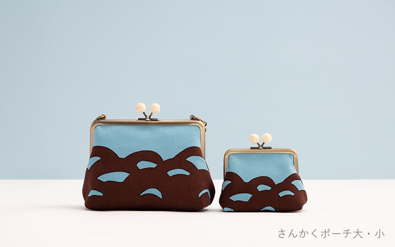 nyamuサン 　FELLER ハイジがま口ポーチ小 さんかくポーチ 小 「なみなみ」 がま口ポーチ｜亥之吉 by 京美