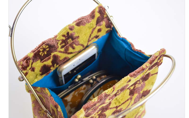 2wayがま口バッグ ベンリーがま口「モケットとりのこえ」