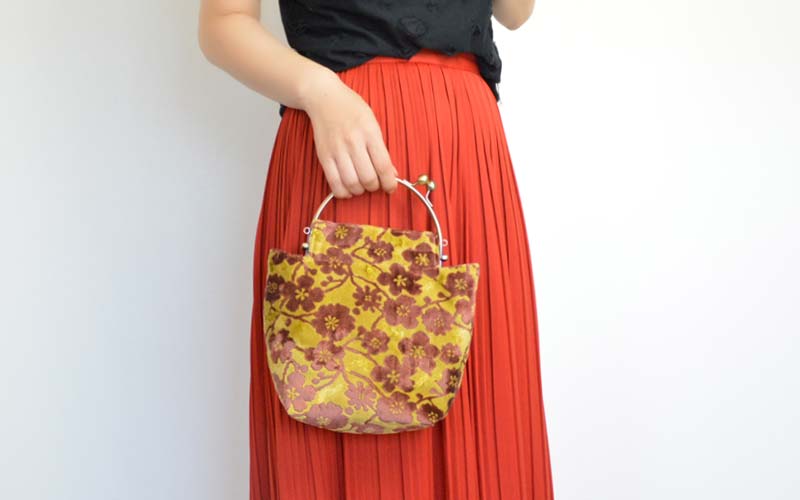 2wayがま口バッグ ベンリーがま口「モケットとりのこえ」