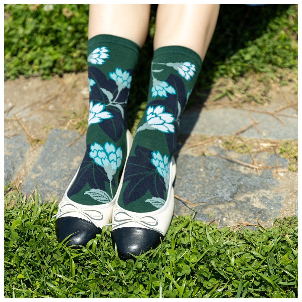 亥之吉くつした 靴下 「 マーガレット・はなふさ・まんじゅうきく・はなさかり 」