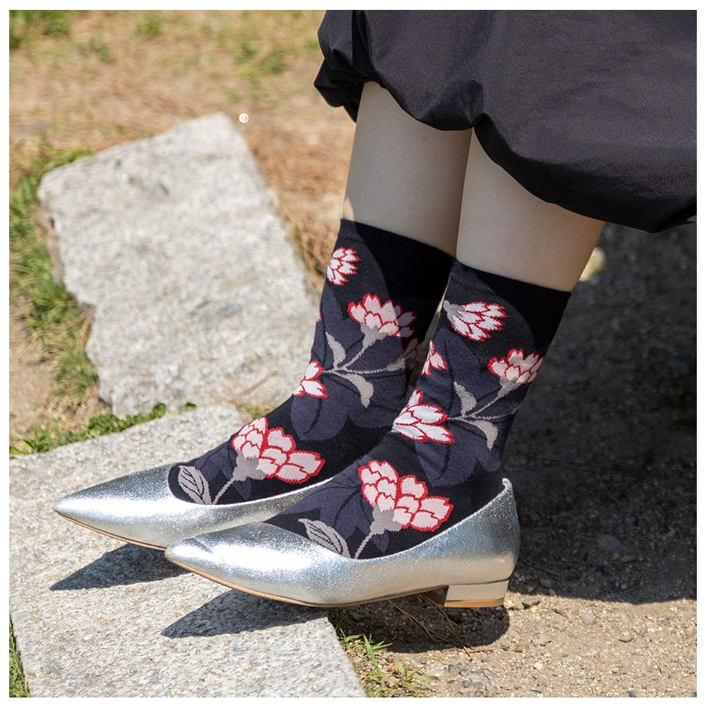 亥之吉くつした 靴下 「 マーガレット・はなふさ・まんじゅうきく・はなさかり 」