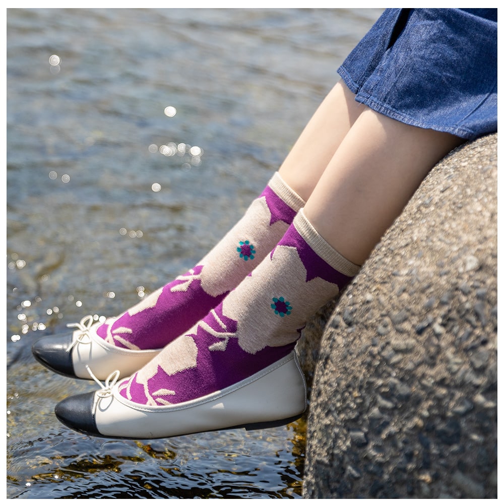 亥之吉くつした 靴下 「 マーガレット・はなふさ・まんじゅうきく・はなさかり 」