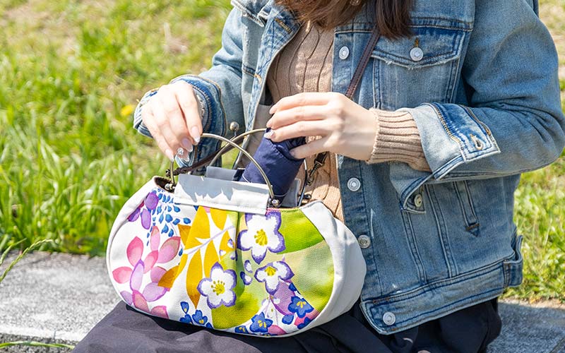 ギャザーベンリーがま口「かぜこばな」2wayがま口バッグ