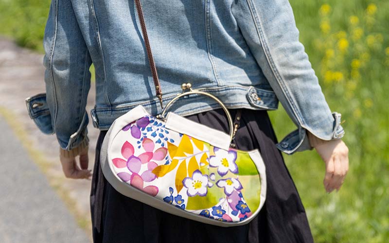 ギャザーベンリーがま口「かぜこばな」2wayがま口バッグ