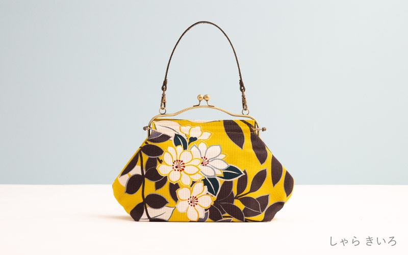 横長ベンリーがま口「しゃら きいろ」